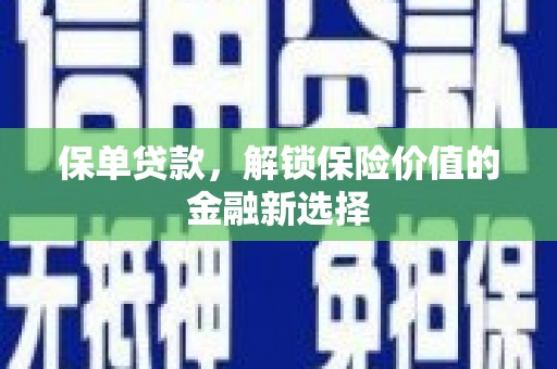 湖口保单贷款，解锁保险价值的金融新选择