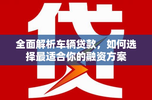 湖口全面解析车辆贷款，如何选择最适合你的融资方案