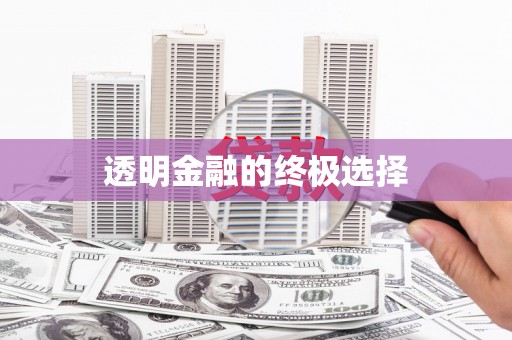 湖口透明金融的终极选择